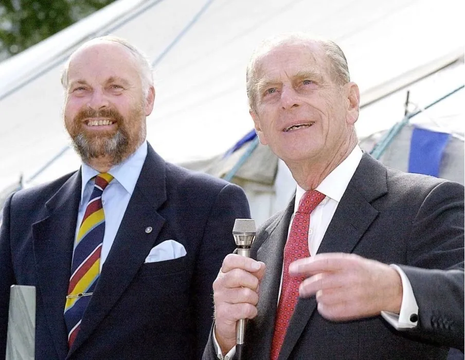 The Duke of Edinburgh presenting prizes at the Borrowdale Fell Race in 2001